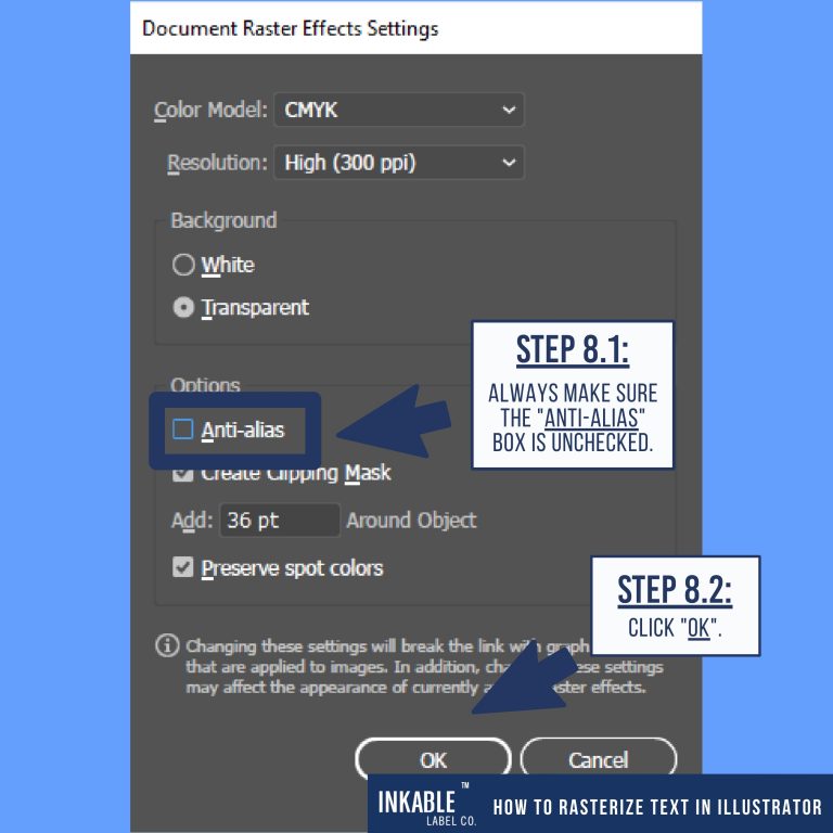 How to rasterize text in illustrator inkable label co 